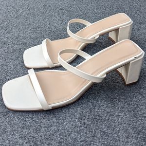 White Strappy Block Sandals